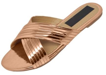 ticticlily Sandali Donna Estate Piatto Comodi Elegante Casual Punta Aperta Pantofole Ciabatte Scarpe da Spiaggia H Oro Rosa 41 EU