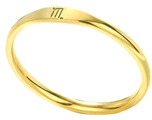 PAMTIER Damen Edelstahl Signet 12 Sternzeichen Ring Horoskop Sternbild Aussage Hochzeit Ehering