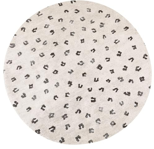 Beliani Moderner Teppich aus Baumwolle mit Punkten Hellbeige ⌀ 140 cm Afis