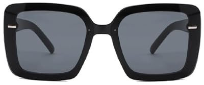 TECH-LINE-DIRECT FASHION ACCESSORIES Stylish Ladies Oversized Designer Large Frame Women Sunglasses UV400 Protection (Black Frame, Black Lens)