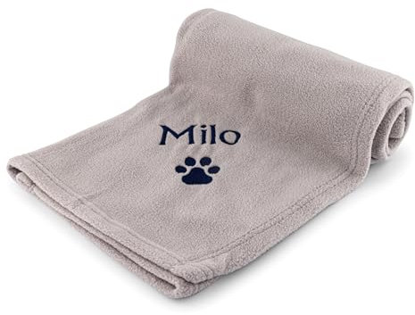 Personalised Dog Blanket with Name and Paw Print Custom Fleece Pet Blanket 75x100cm Soft Puppy Blanket for Dogs Washable Dog Bed Blanket for Dog Lovers
