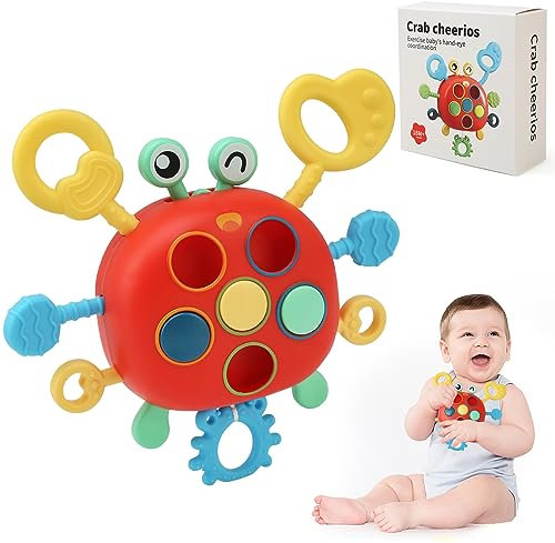 Goorder Babyspielzeug Interaktives Spielzeug mit Zugschnur Montessori Sensorisches Spielzeug für die frühe Entwicklung, Lebensmittelechtes Silikonmaterial, Lerngeschenk für 1 2 3 Jahre Junge Mädche