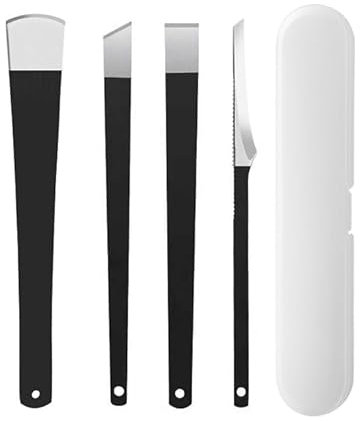 DAQUSU 4-Piece Professional Pedicure Knife Set - Foot Repair Rasp with Storage Bag - Stainless Steel Callus Remover - Toenail Knives - Dead Skin Remover Set for Pedicure Foot Care Tools