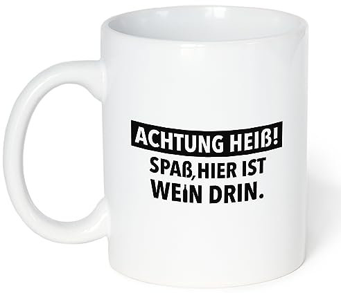VISUAL STATEMENTS - Wein Tasse mit Spruch - Kaffeetasse aus Keramik - Lustige Tasse ohne Innenfarbe - Geschenkidee