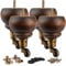 La Vane 5.5 inch Wooden Furniture Legs with Castor, 4PCS Soild Wood Glaze Turned Replacement Bun Feet with Pre-Drilled M8 Inch Bolt & Mounting Plate for Armchair Ottoman Recliner Chair Footstool