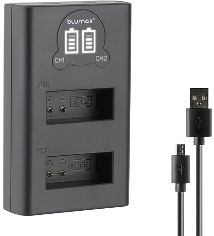 Blumax LP-E12 Mini chargeur double LCD compatible avec Canon EOS 100D EOS M M10 M50 M100 M200 - PowerShot SX70 HS