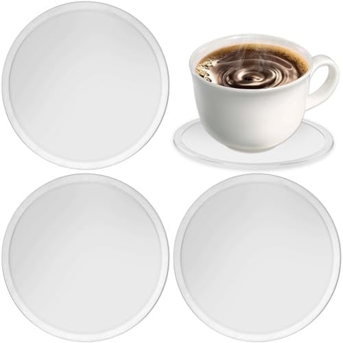 3 Pcs Silicone Coasters for Drinks, White Round Table Mugs Coffee Cup Coasters Mats, Protect Furniture from Scratch & Water Marks