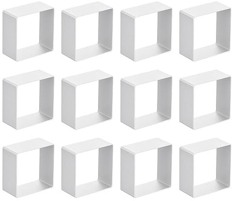 sourcing map 12pcs Métal Cookie Coupeurs Ensemble, Aluminium Alliage Carré Cookie Découpeur Métal Cookie Moule pour Fabrication Gâteau, Biscuit, Sandwich, Chocolat, Argent