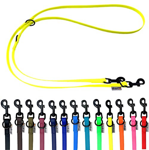 Biothane Hundeleine schwarzer Haken verstellbar für kleine Hunde/große Hunde 2m / 2,40m / 2,80m / 3,50m / 5m (Neongelb, 2m X 9mm)