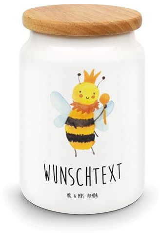 Mr. & Mrs. Panda Personalisierte Vorratsdose Biene König - Geschenke, Personalisiert, Mit Spruch, Eigenem Text, Aufbewahrungsdose, Personaliserte, Wunschtext