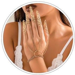 Wendalern Punk Finger Kralle Kette Armband Lang Finger Tip Ring Armband Gold Hand Kette Armband Mit Fingernagel Kralle Vintage Sklave Hand Harness Armband Modeschmuck Für Frauen Und Mädchen