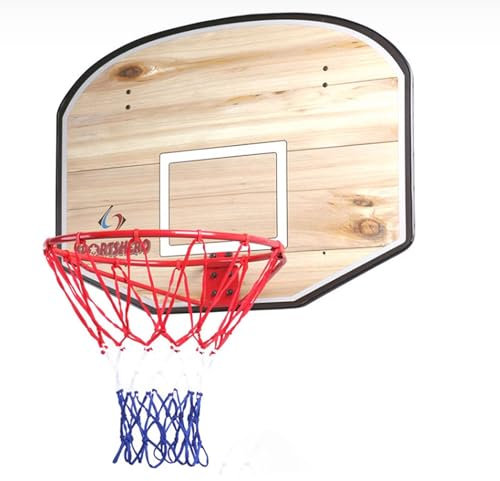 Curvaso Layup Basketball Hoop Set Portable Indoor Wall Door Mounting Backboard Ring & Net Fixtures (Wood)