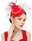 dressfan Fascinator Hut Damen Hochzeit Haarschmuck Schleier Hut Vintage Perle Stirnband Gatsby Haarreif 20er 50er Pillbox Hut Kopfschmuck für Hochzeit/Cocktail/Gatsby/Teeparty,Rot