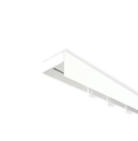 SN Deco - Vorhangschiene SH Set 1-läufig, Gardinenschiene, vorgebohrt, m. Blende 5cm, Komplettes Zubehör und Röllchen (Schiene weiß, Blende weiß, 200 cm)