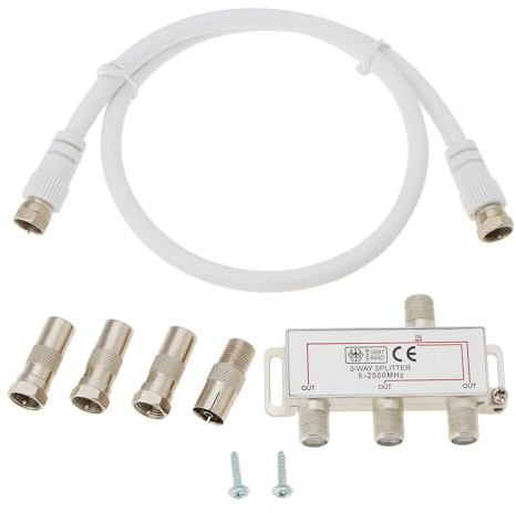 SG Store 1 Set Juego de Distribuidor de Antena de 3 Vías Cable Divisor de TV Divisor de Cable Coaxial para TV DVB-T2 DVBC F Socket Doaxial Box Televisión CATV Satélites