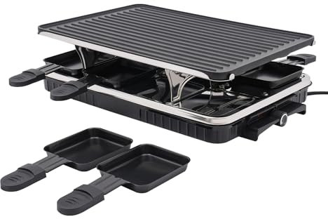Tischgrill Elektrisch, 1300W Grillplatte mit Backblech und Zubehör (8* Kleine Backbleche) - Antihaft Beschichtung, Elektrogrill Grillpfanne für Balkon und Draußen, für 6-8 Personen