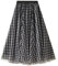 Jupe Mi-Longue En Tulle Pour Femme - Jupes En Maille Plissée Taille Haute En Maille À Carreaux De Couleur Contrastée, Taille Élastique À La Mode Avec Jupe En Tulle Doublée Longueur Midi, Noir