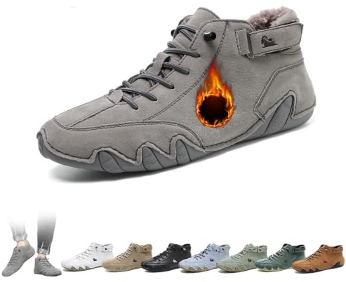 Italienska handgjorda höga stövlar Unisex Outdoor All-terräng Minimalistiska Beck-skor Lättviktsventilerande Halkfria Casual Barfotaskor for vandring Camping & kör Chukka-stövlar(Gray Velvet,42 EU)