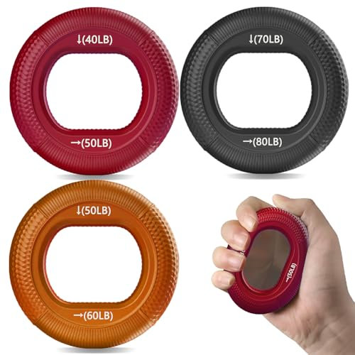 Handgriffstärker und Unterarmtrainer Griffkraft Trainer - Unterarm Finger Handgrifftrainer,3 Widerstandsstufen für progressives Training,Silikonringe für Muskeltraining Sport,Bouldern(40-80 LB)