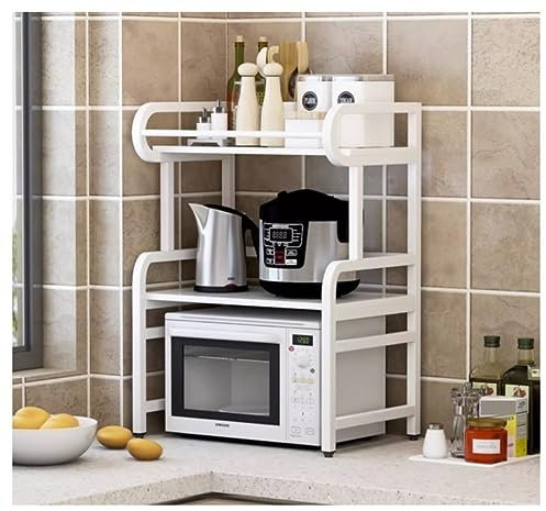 Estante de cocina ajustable con soporte para microondas y olla arrocera, estante multiusos para cocina (negro)