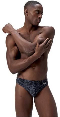 Speedo Print Brief 2 Slip da Nuoto per Uomo, Grey Lead, 30