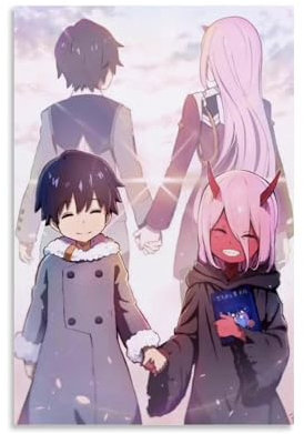 RISUANHENM Anime-Poster Darling in The Franxx, Zero Two Hiro, Raumdekoration, künstlerisches Poster für Zimmer, ästhetische Leinwand, Wandkunst, Schlafzimmerdekoration, 30 x 45 cm, ungerahmter Stil
