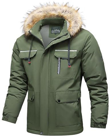 DFEK Herren Sportjacke Herbst und Winter, modisch, lässig, warm, Plüsch, mit Kapuze und Reißverschluss Winterjacke Vintage