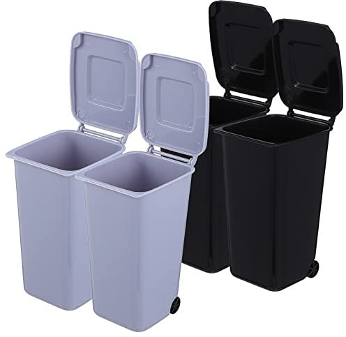 HOMOCONO 4pcs Mini Trash Cans Small Bins for Tabletop and Desktop Use in Office Plastic Trash Can Lid for Waste Baskets Organisers