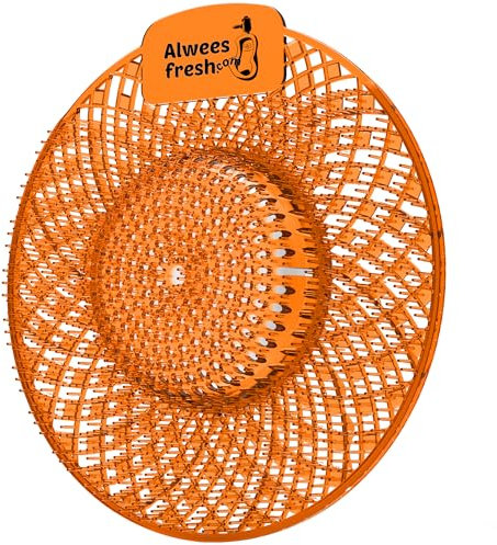 Alwees Fresh Spiral Urinal Mats - 4-in-1 Urinal Screen for Luxury Hotels, Restaurants, Bars - Anti-Splash, Odour-Neutralising, Clog-Proof, Cleaning-Block Equipped - Lasts 35 Days - 5-Pack, Mango