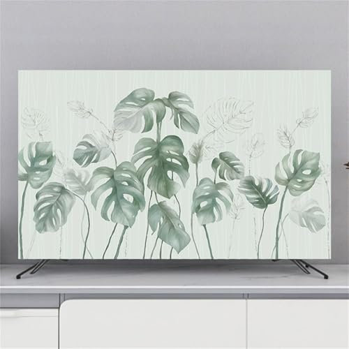 Hixingo Housse de Protection Télévision, Motif Plante Verte 3D Housse TV 32-80inch Housse de Télévision Élastique Housse Protection Écran Ordinateur Respirant (55inch,Feuille Verte)