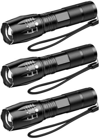 POCKETMAN LED Flashlight Super Light 5 Modes Zoomable Tratical, IPX5 Waterproof, 3X AAA Battery for Camping, Hiking & Emergency (3)