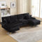 LIFEISLE U-Form Sofa Couch mit Chaiselongue, Großes Sektionssofa mit Doppelten Liegesitzen, 4 Sitzer Ecksofa mit Schlaffunktion für Wohnzimmer Schlafzimmer Büro Wohnung, Chenille-Stoff Schwarz