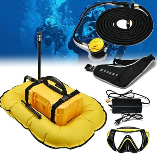 Diving Ventilator, 3/5.5 Hours Diving Breathing System, Portable Rechargeable Scuba Diving Tank, Waterproof Air Compressor, for Underwater Exploration and Fishing,Yellow-D4000