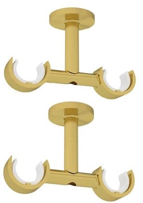 Empyr 2 Supports De Tringle À Rideaux Double – Fixation Plafond – Design Moderne – Métal Robuste – Diamètre 20 mm – Doré - Installer 2 Tringles à Rideaux Voilages