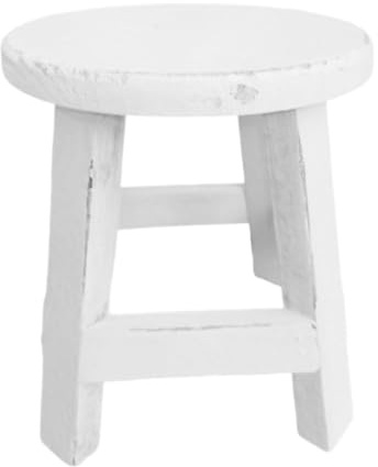 Fenteer Taburete de Madera para Plantas, Soporte para Macetas, Redondo, Pequeño, para Mesa, Sala de Estar, Interior, Exterior, Oficina Y Jardín, Blanco