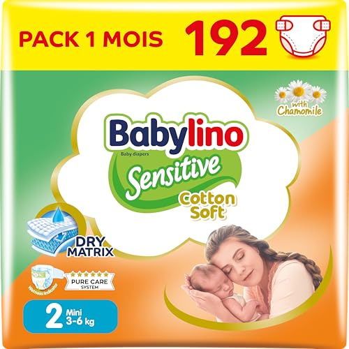 Babylino Sensitive Baby Windeln Größe 2, Mini (3-6 kg), 192 Windeln