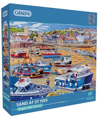 Gibsons Sand at St Ives 1000 Piece Jigsaw Puzzle for Adults – Cornwall Scenic Coastal Landscape by Roger Turner – Premium Sustainable Puzzle Made in the UK/EU - Great Gift Idea