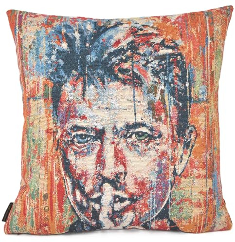 Yve! decoration Dekorative Kissenhülle mit Kunstdruck, 45x45 cm, Vintage Portrait Design (Bowie)
