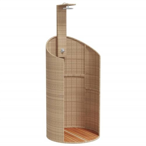 Solivagant Douche d'extérieur Beige 100x100x241,5cm Poly rotin Bois Acacia,(27 KG)