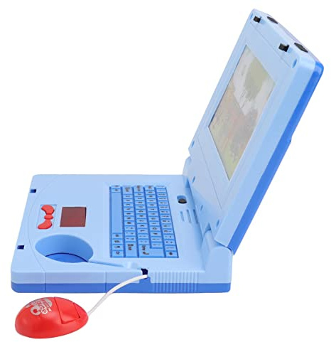 Jelquix Lerncomputer für Kleinkinder, Cartoon, Pädagogisch, Laptop, Spielzeug, Maus, Musik, Unterhaltung, Kunststoff, 6,9 X 7,5 X 6,1 Zoll (Blaue, Nicht einziehbare Maus)