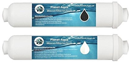 Planet-Aqua 1 Jahres Filterset Ersatzfilter Patronen für Osmoseanlage Wasserfilter - 2 Sedimentfilter u 2 Aktivkohlefilter für Umkehrosmose Osmose Filter für Trinkwasser Aquariumwasser