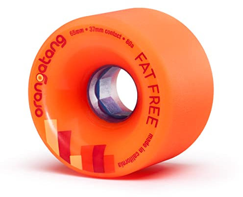 Orangatang Fat Free 65 mm 80a Freeride Longboard Skateboard Wheels (Orange, Set of 4)