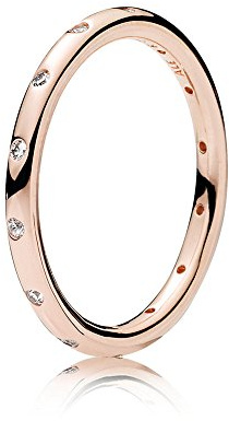 Pandora Jewelry Simple Sparkling Band Cubic Zirconia Ring in Rose, Size 4.5, No Box