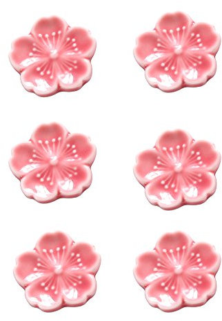 CHOOLD Elegante Kirschblüten-Keramik-Essstäbchenablage für Esslöffel, Messer, Gabelhalter, Sakura-Essstäbchen, 6 Stück