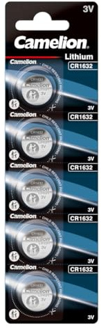 Camelion CR1632 Lithium-Knopfzellen, 5 Stück, 3 V, Lithium [Knopfzellen]