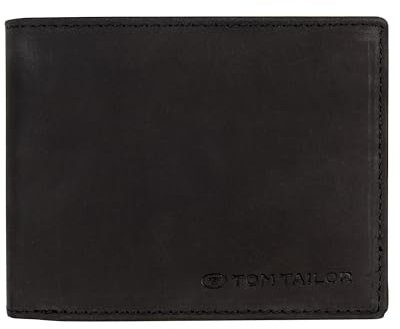 TOM TAILOR Ron Herren Geldbörse Klein Querformat RFID Leder Klein Schwarz