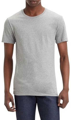 Levi's Men's Slim 2-pack Crewneck Tee, White/ Med Heather Grey, L