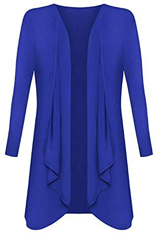 Womens Ladies Plus Size Long Sleeve Waterfall Cardigan Top Duster Coat Jacket, XL 16-18 Plus Size, Royal Blue