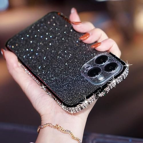 DMaos Compatible with iPhone 11 Pro Max Diamond Bumper Case for Women, Sparkly Rhinestone Embed on Metal Bumper, Luxury for for iPhone11 Pro Max 6.5 inch 2019 - Black