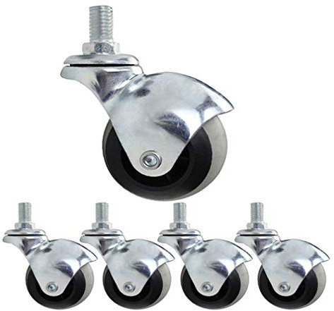Lenkrollen Vintage, Bürostuhlrollen 50mm, Möbelrollen mit Gewinde Set von 5, Kugelrollen M10/M11, Ruhige